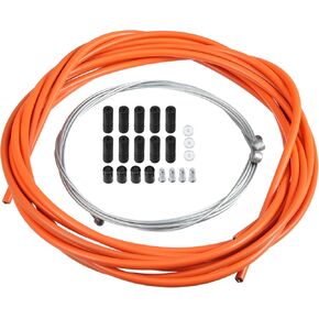 X AUTOHAUX 1 Set Universal Bicycle Shift Derailleur Cable and Brake Cable Kit for Bicycle Mountain Road Bike Orange