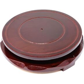 Honbay 1PCS Rotatable Wooden Base Vintage Round Wooden Display Stand Vase Fish Tanks Table Lamp Teapot Small Figurine Buddha Base Home Decoration Accessories