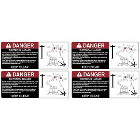 (4) Bucket Boom Truck Danger Warning Electrical Hazard Keep Clear Bucket Truck & Crane Truck Safety Decal Stickers