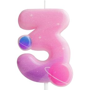 Yiran Number 1 Candle, Blue Birthday Candles for Cake, Outer Space Party Decorations for 1st Birthday, Solar System Birthday Decor for Kids Boys, Astronaut Cake Topper Decor Birthday Party