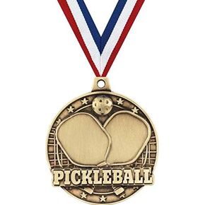 Pickleball Medals, 2" Gold Pickleball Medal Award with Free Custom Engraving Prime