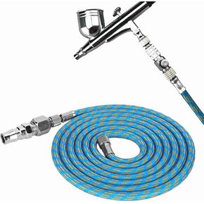 Braided Airbrush Air Hose Adapter Kit, Nylon Braided Air Hose Standard 1/8 1/4 Adapter for Spray Gun Air Compressor