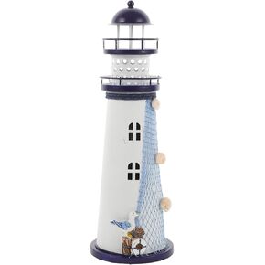 Veemoon Vintage Decor Style Lantern Furniture Led Parties Holder Holders Home Nautical Shape Candle for Decorative Iron Decorations Mediterranean Desktop Lighthouse Table Decoraton Center Home Decor