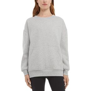 Danskin Ladies' Oversized Crewneck with Pocket, Light Heater Grey, Large