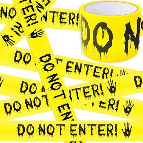 Halloween Decorations Tape, 3In x 82Ft Scary "Do Not Enter" Yellow & Black Hazard Warning Fright Barricade DIY Caution Tape for Spooky Indoor & Outdoor Decorations, Party Supplies, Doors, Danger Zones