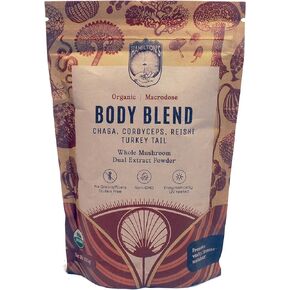 Hamilton’s Body Blend | Chaga, Cordyceps, Reishi, Turkey Tail | Organic Mushroom Extract Powder for Immune, Endurance, and Stress Support | High Potency | 30% Beta Glucans | GF, Non-GMO, Vegan (100g)