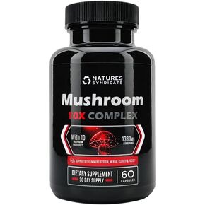 Mushroom Complex Supplement - Natural Brain Nootropic for Cognitive Wellness, Clarity, Focus, Memory & Immune System Support, 10 Mushroom Cordyceps, Reishi, Lions Mane, Turkey Tail