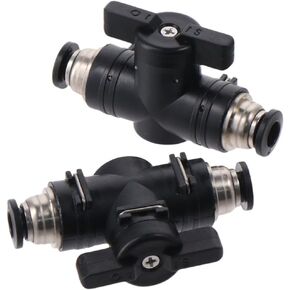 2PCS 6mm OD Pneumatic Ball Valve,Push to Connect Fitting Ball Valve,Air Control Valve Quick-Fit Straight-Through Quick-Connect Unions
