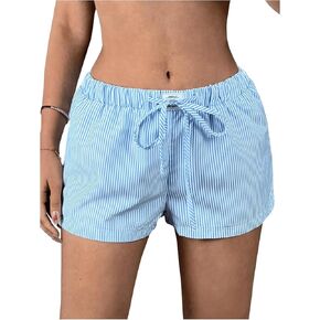SHENHE Women's Y2k Striped Shorts Low Rise Drawstring Loose Lounge Shorts Track Shorts