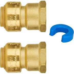SUNGATOR 6-Pack Female Adapter, 1/2-Inch by 1/2-Inch Straight Connector Plumbing Fitting, Push Fit PEX Fittings with Disconnect Clip, Push-to-Connect Copper, CPVC, No Lead Brass Pipe Fittings