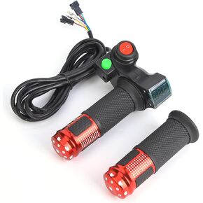 1 Pair E-Bike Thumb Throttle, Universal LED Voltage Display Throttle for 12-99V Ebike Scooter Throttle Ebike Ebike Throttle with Reverse Electric Scooter Grips