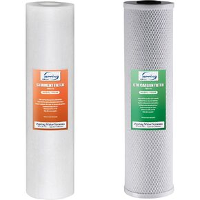iSpring F2WGB22B 4.5" x 20" 2-Stage Whole House Water Filter Replacement Pack Set with Sediment and Carbon Block Cartridges, Fits WGB22B, white