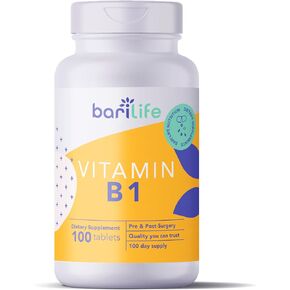 Bari Life Vitamin B1 100mg Tablets, Thiamin, Thiamin, Dietary Supplement (100 Tablets)