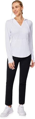 Casei Womens UPF50+ Sun Protection Hoodie Lightweight Hiking Shirts Long Sleeve for Running Fishing with 2 Zipper Pockets in Kuwait