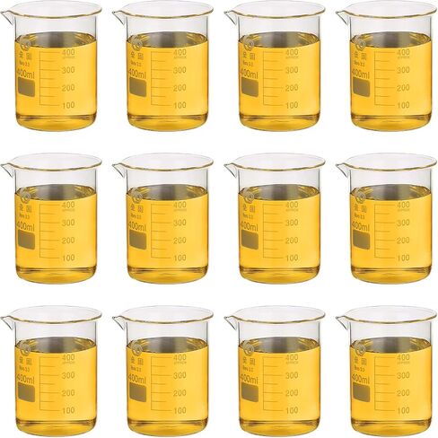 PATIKIL 25ml Low Form Glass Beaker, 12Pcs 3.3 Borosilicate Glass Beakers Graduated Measuring Cup with Spout for Lab Experiment, Cooking and Baking, Clear in Saudi Arabia