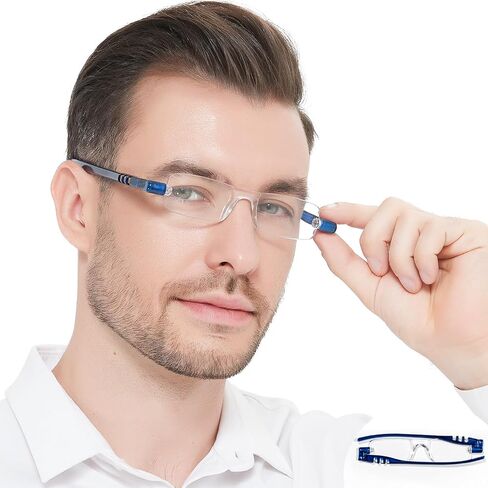 نظارات قراءة قابلة للطي باللون الأزرق للرجال من OCCI CHIARI للنساء خفيفة الوزن وقابلة للحمل وصغيرة الحجم in Saudi Arabia