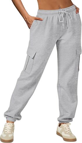 IVIR Cargo Pants Women Sweatpants Fleece Lined High Waisted Drawstring Baggy Y2K Joggers Lounge with Pockets in Saudi Arabia