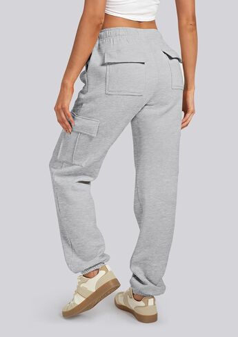 IVIR Cargo Pants Women Sweatpants Fleece Lined High Waisted Drawstring Baggy Y2K Joggers Lounge with Pockets in Saudi Arabia