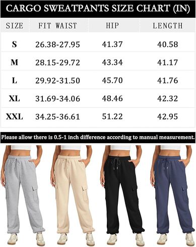 IVIR Cargo Pants Women Sweatpants Fleece Lined High Waisted Drawstring Baggy Y2K Joggers Lounge with Pockets in Saudi Arabia