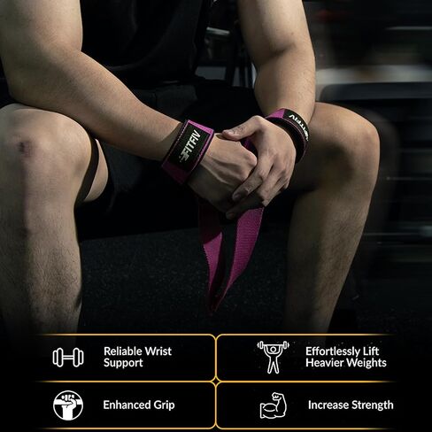 Lifting Straps for Weightlifting, Lifting Wrist Straps for Gym Strength Training, Neoprene-padded Wrist Cushion - Men & Women in Saudi Arabia