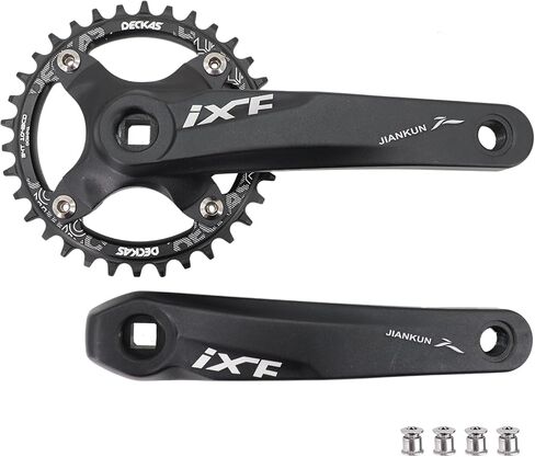 DJC MTB Crankset Square Tapered Hole 104BCD with Chainring 32 34 36 38T 170mm 175mm Bike Crankset Aluminum Black red in Kuwait