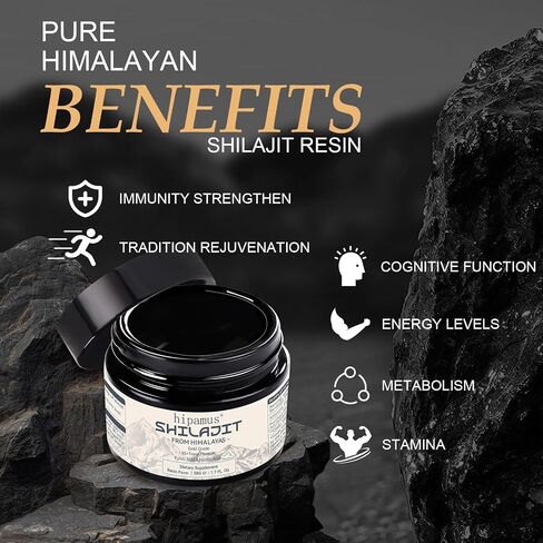 600mg Shilajit Pure Himalayan Organic Shilajit Resin -100% Natural Shilajit Resin with Fulvic Acid & 85+ Trace Minerals Gold Grade Shilajit Supplement for Energy,Strength & Immune - 50 Grams in Saudi Arabia