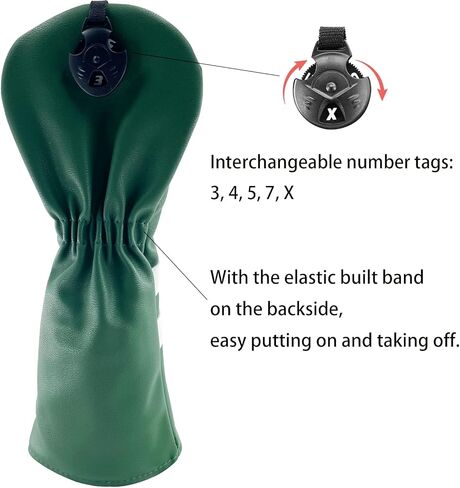 Golf Club Classic Green Driver, Fairway Wood and Hybrid Head Cover PU Leather Headcover in Kuwait