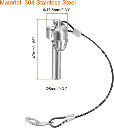 uxcell Magnetic Locking Pins, 304 Stainless Steel Magnet Type Quick Release Pin with Push Ring and 24.5cm Rope (8mm-21mm) in Saudi Arabia