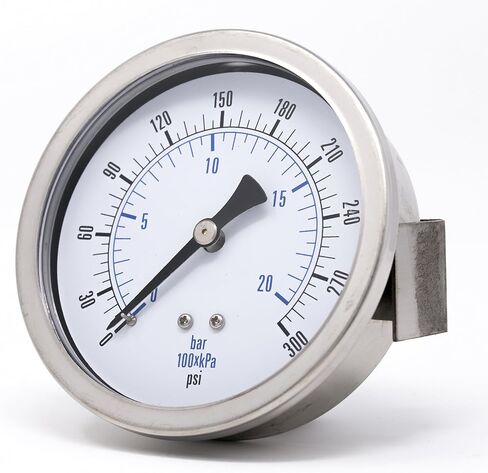 مقاييس PIC 203D-354G مقياس ضغط جاف مثبت على لوحة U-Clamp مع حافظة/إطار SS، أجزاء داخلية نحاسية، عدسة PC، قرص 3.5 بوصة، نطاق 0/200 رطل لكل بوصة مربعة، 1/4 بوصة ذكر NPT in Saudi Arabia