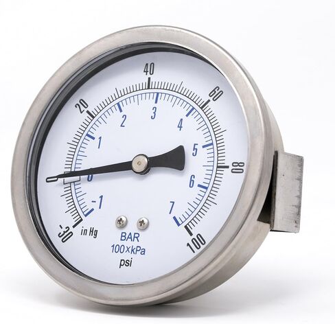 مقاييس PIC 203D-354G مقياس ضغط جاف مثبت على لوحة U-Clamp مع حافظة/إطار SS، أجزاء داخلية نحاسية، عدسة PC، قرص 3.5 بوصة، نطاق 0/200 رطل لكل بوصة مربعة، 1/4 بوصة ذكر NPT in Saudi Arabia