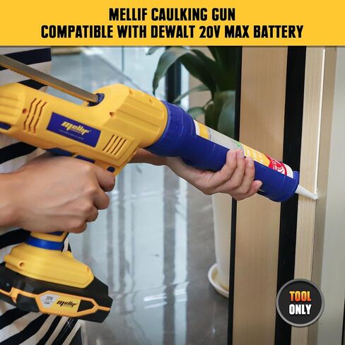 مسدس السد اللاسلكي المتوافق مع بطارية DeWalt & Mellif 20V MAX (الأداة فقط) 10oz / 20oz مسدس السد الكهربائي واللاصق مع 5 سرعات، صينية علبة قابلة للتغيير، مضادة للتنقيط، سحب تلقائي، ضوء LED in Kuwait