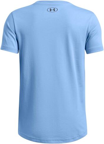 تي شيرت رياضي بأكمام قصيرة على الصدر الأيسر من Under Armour للأولاد، (465) أزرق أفقي / / أسود، صغير in Saudi Arabia