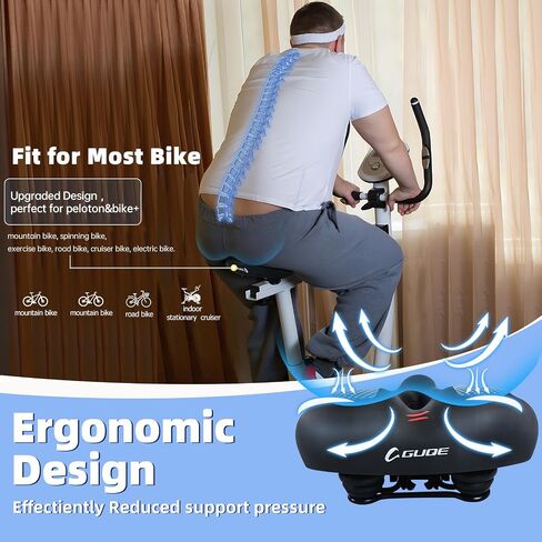 مقعد دراجة واسع لدراجة Peloton + وسادة مقاعد دراجة مريحة للرجال والنساء مقعد دراجة مبطن بإسفنج الذاكرة كبير الحجم بديل سرج الدراجة متوافق مع التمارين الثابتة ودراجة الطريق in Saudi Arabia