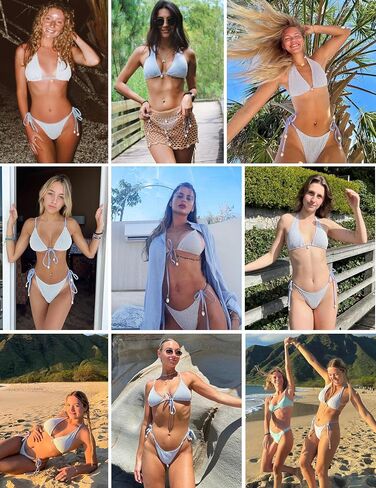 Women's Bikini Sets Halter Fishnet Shell Decorated Two Piece Swimsuit Sexy Side Tie Thong Bandeau Bathing Suits in Saudi Arabia