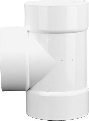 NDS 4P01 PVC S&D Tee، 4 بوصة، لوصلات Hub X Hub X Hub Solvent-Weld، للاستخدام مع أنابيب الصرف الصحي والصرف مقاس 4 بوصات، أبيض in Kuwait