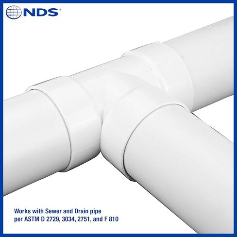 NDS 4P01 PVC S&D Tee، 4 بوصة، لوصلات Hub X Hub X Hub Solvent-Weld، للاستخدام مع أنابيب الصرف الصحي والصرف مقاس 4 بوصات، أبيض in Kuwait