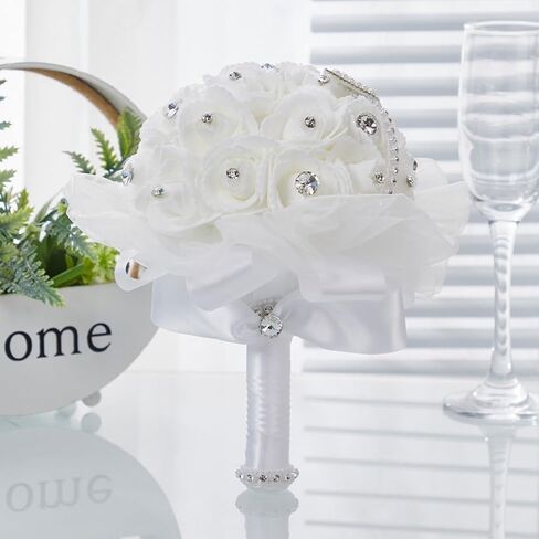 Ochine Bride & Bridesmaid Bouquets for Wedding, Wedding Bouquets for Bride Bridesmaid, Silk Bride Bridesmaid Hand Holding Flower Bouquet for Valentines Day Decor Wedding Party Supplies Home Decor in Saudi Arabia