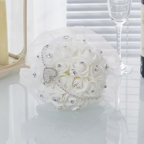 Ochine Bride & Bridesmaid Bouquets for Wedding, Wedding Bouquets for Bride Bridesmaid, Silk Bride Bridesmaid Hand Holding Flower Bouquet for Valentines Day Decor Wedding Party Supplies Home Decor in Saudi Arabia