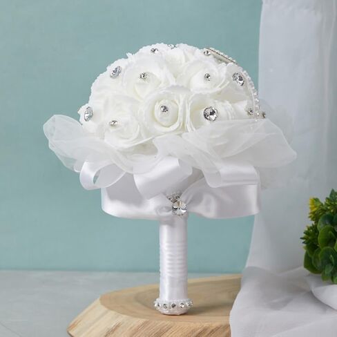 Ochine Bride & Bridesmaid Bouquets for Wedding, Wedding Bouquets for Bride Bridesmaid, Silk Bride Bridesmaid Hand Holding Flower Bouquet for Valentines Day Decor Wedding Party Supplies Home Decor in Saudi Arabia