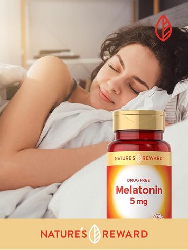 Melatonin 5mg – 200 Count – Non-GMO & Gluten Free Supplement – by Nature’s Reward in Kuwait