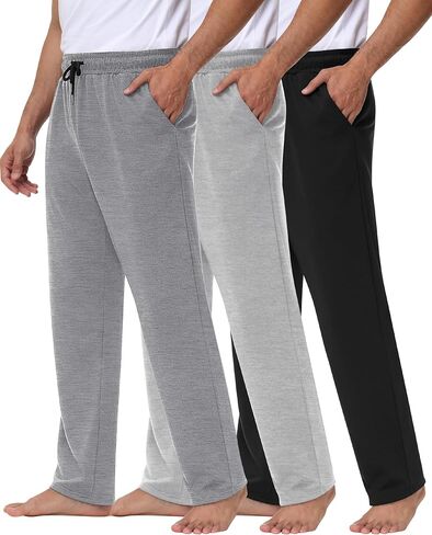 Neer 3 Pack Men's Sweatpants Athletic Drawstring Open Bottom Pants Workout Running Lounge Pants with Pocket for Men in Saudi Arabia