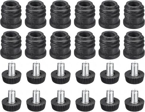 uxcell 12Pcs Inserts for Round Tubes with Leveling Feet, for 16mm/0.63" OD Round Tube, M6 Thread Black Plastic Furniture Chair Leg Plug Blanking End Caps Insert Plugs in Saudi Arabia