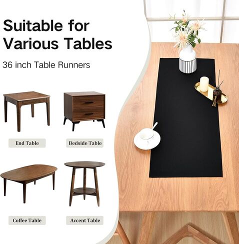 Farmhouse Black Table Runner Small Short Table Runners 36 Inches Coffee Table Runner for Dresser Living Room Bedroom Holiday Party Banquet 12X36 Inch in Saudi Arabia