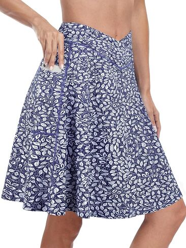 KORALHY 21" Knee Length Golf Skorts Skirts for Women Cross Waist Athletic Skorts with Shorts Tennis Skirt with 3 Pockets in Kuwait