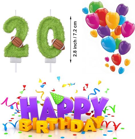 20 Birthday Candles, 20th Cake Candles, Green Happy Birthday Number 20 Candles Cake Topper Decorations for Party Men Women in Saudi Arabia