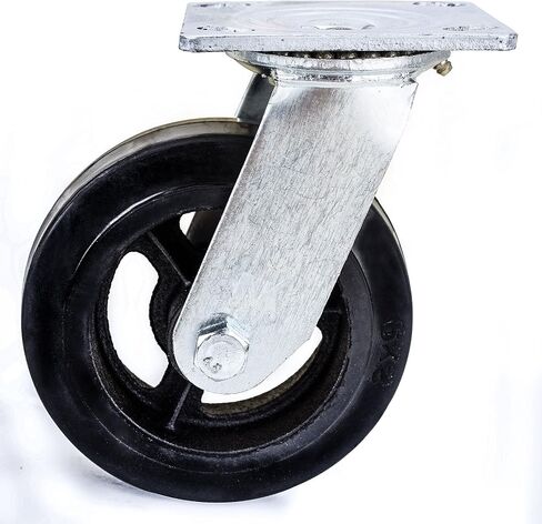 Pack of 4 - RK Heavy Duty Moldon Rubber Swivel Casters Iron Wheel, 6" x 2", Capacity: 500 lbs/Ea in Kuwait
