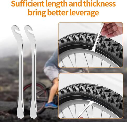 طقم إصلاح أنبوب إطار الدراجة Vefungyan: 28 قطعة من رقع الفلكنة ورافعتين من الفولاذ المقاوم للصدأ مجموعة أنبوب عرموش معدنية لركوب الدراجات على الطرق MTB BMX in Kuwait