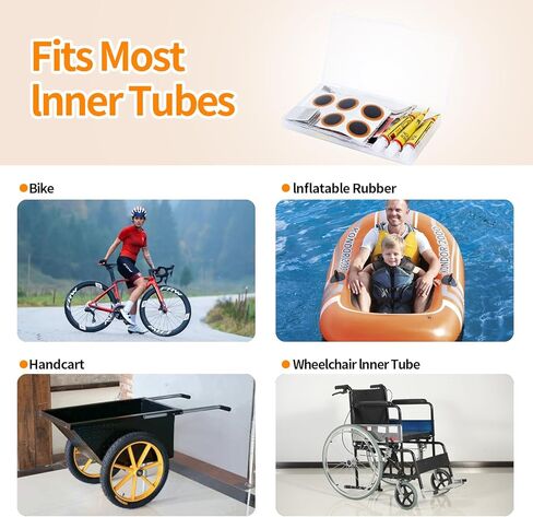 طقم إصلاح أنبوب إطار الدراجة Vefungyan: 28 قطعة من رقع الفلكنة ورافعتين من الفولاذ المقاوم للصدأ مجموعة أنبوب عرموش معدنية لركوب الدراجات على الطرق MTB BMX in Kuwait