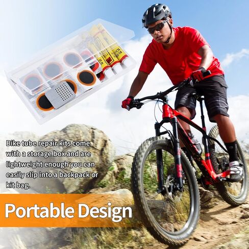 طقم إصلاح أنبوب إطار الدراجة Vefungyan: 28 قطعة من رقع الفلكنة ورافعتين من الفولاذ المقاوم للصدأ مجموعة أنبوب عرموش معدنية لركوب الدراجات على الطرق MTB BMX in Kuwait