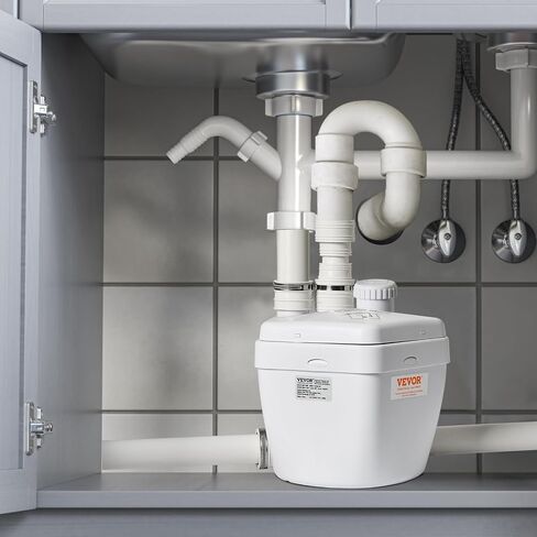 VEVOR Utility Sink Pump, 1/3 HP, 120-Volt, 1750 GPH Flow, 18 ft Head, Under-Sink Sump Pump System with Copper Wire Motor, Heavy-Duty Utility/Laundry Sink Pump, Drain Pump with 1-1/2" Outlet, White in Kuwait